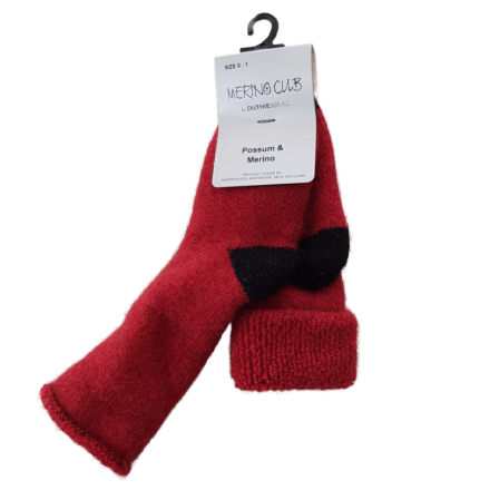 Possum Merino Blend Baby Socks | Red