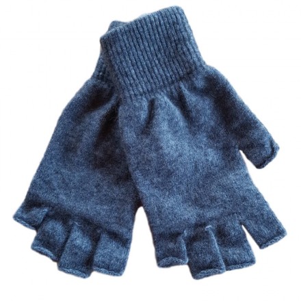Fingerless Possum Fur & Merino Wool Gloves | Grey
