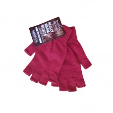 Fingerless Possum Fur & Merino Wool Gloves | Red
