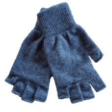 Fingerless Possum Fur & Merino Wool Gloves - Grey