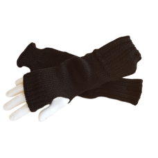 Pure Wool Fingerless Gloves - Plain Black