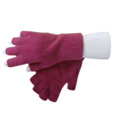 Fingerless Possum Fur & Merino Wool Gloves - Pink