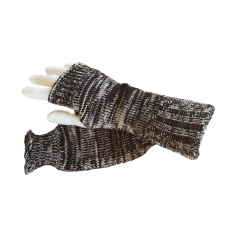 Pure Wool Fingerless Gloves - Black & White