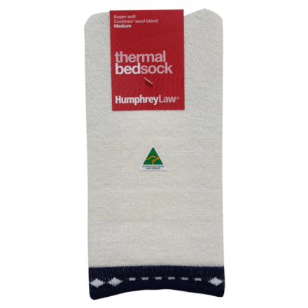 Thermal Bed Socks | Navy Trim | Large