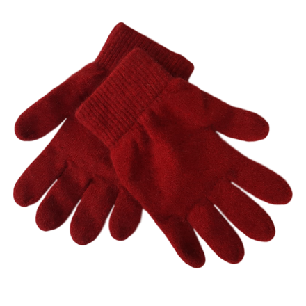 Possum Fur & Merino Wool Gloves - Red