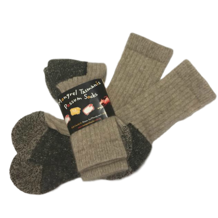 Possum Merino Boot Socks | Beige & Black