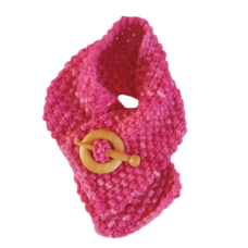  Pure Wool Handknitted Scarf Set - Hot Pink & Huon Pine Brooch Pin