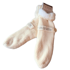  House or Slipper Socks Fleecy Lined - Cream, Australia