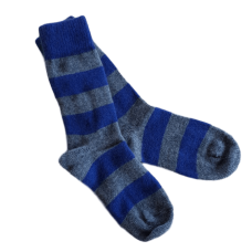 Possum Fur & Merino Wool Socks - Blue & Grey Stripe