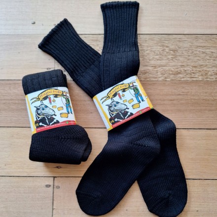 Pure Wool Plain Black Socks 