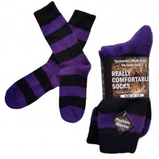 Possum Fur & Merino Wool Socks - Purple & Black Stripe 