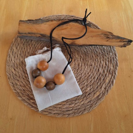 Wooden Bead Necklace - Huon Pine and Sassafras